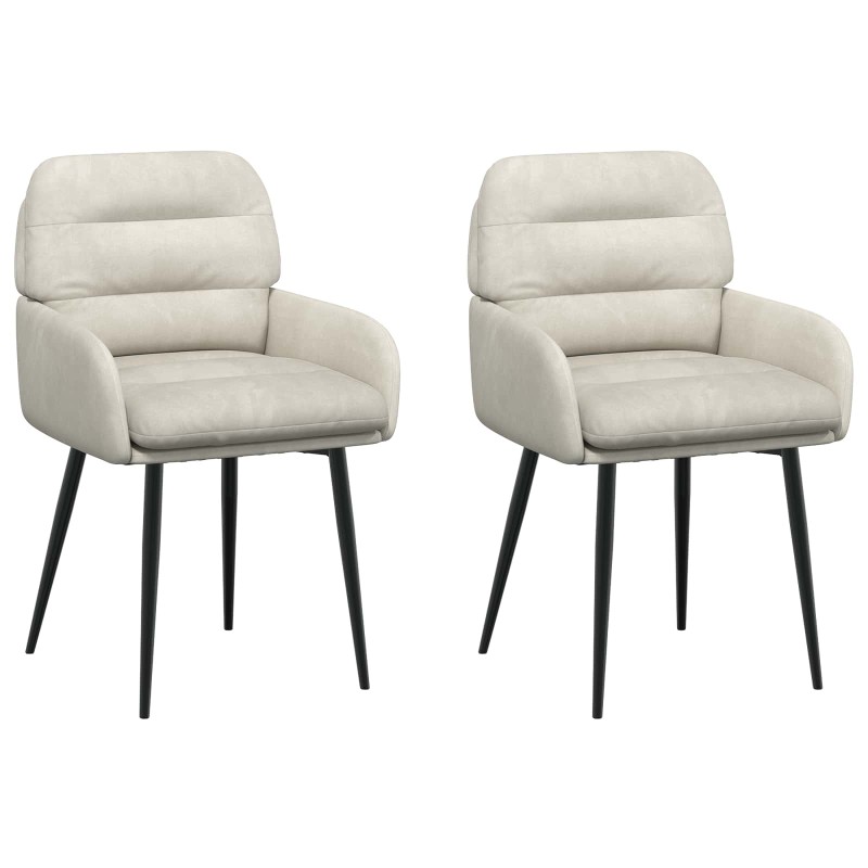 vidaXL Καρέκλες φαγητού 2 τμχ. Βελούδο Κρεμ 59 x 59,5 x 90 εκ