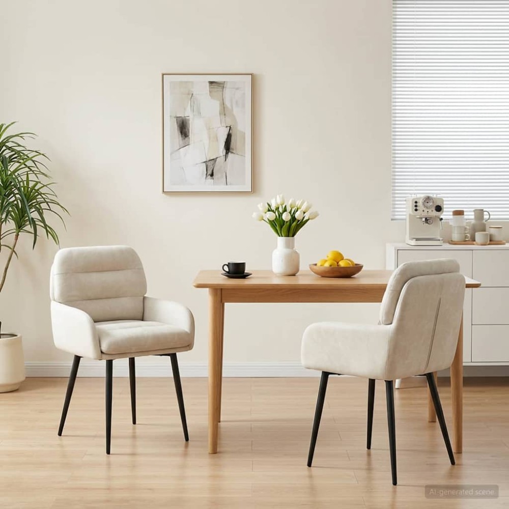 vidaXL Καρέκλες φαγητού 2 τμχ. Βελούδο Κρεμ 59 x 59,5 x 90 εκ