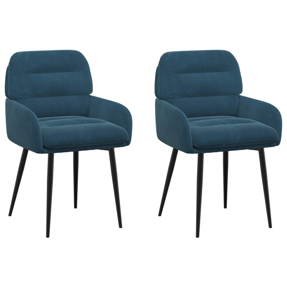 vidaXL Καρέκλες φαγητού 2 τμχ. Βελούδο Μπλε 59 x 59,5 x 90 εκ