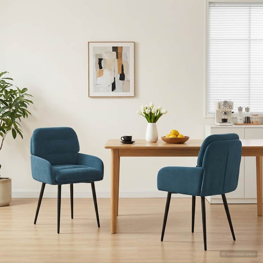 vidaXL Καρέκλες φαγητού 2 τμχ. Βελούδο Μπλε 59 x 59,5 x 90 εκ