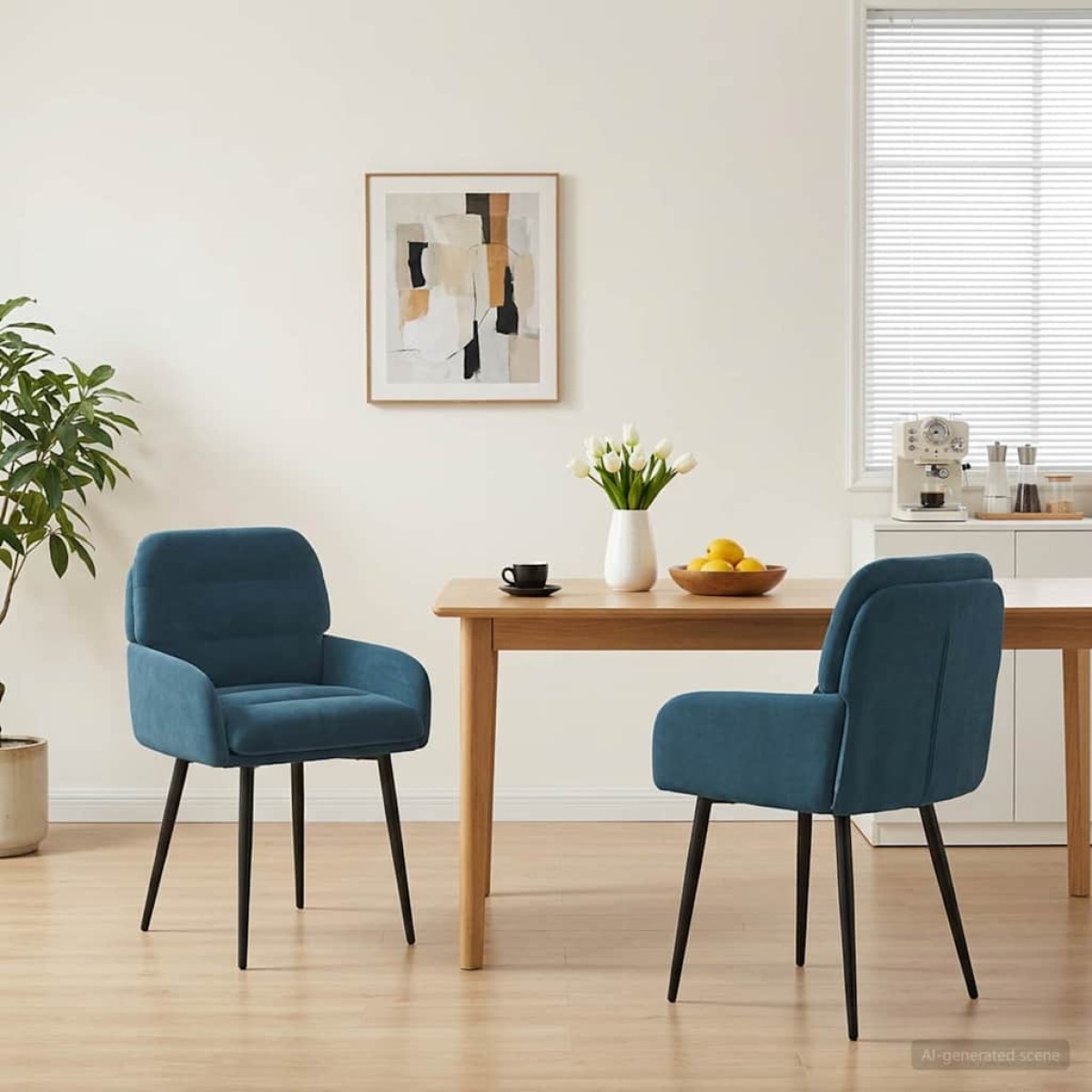 vidaXL Καρέκλες φαγητού 2 τμχ. Βελούδο Μπλε 59 x 59,5 x 90 εκ