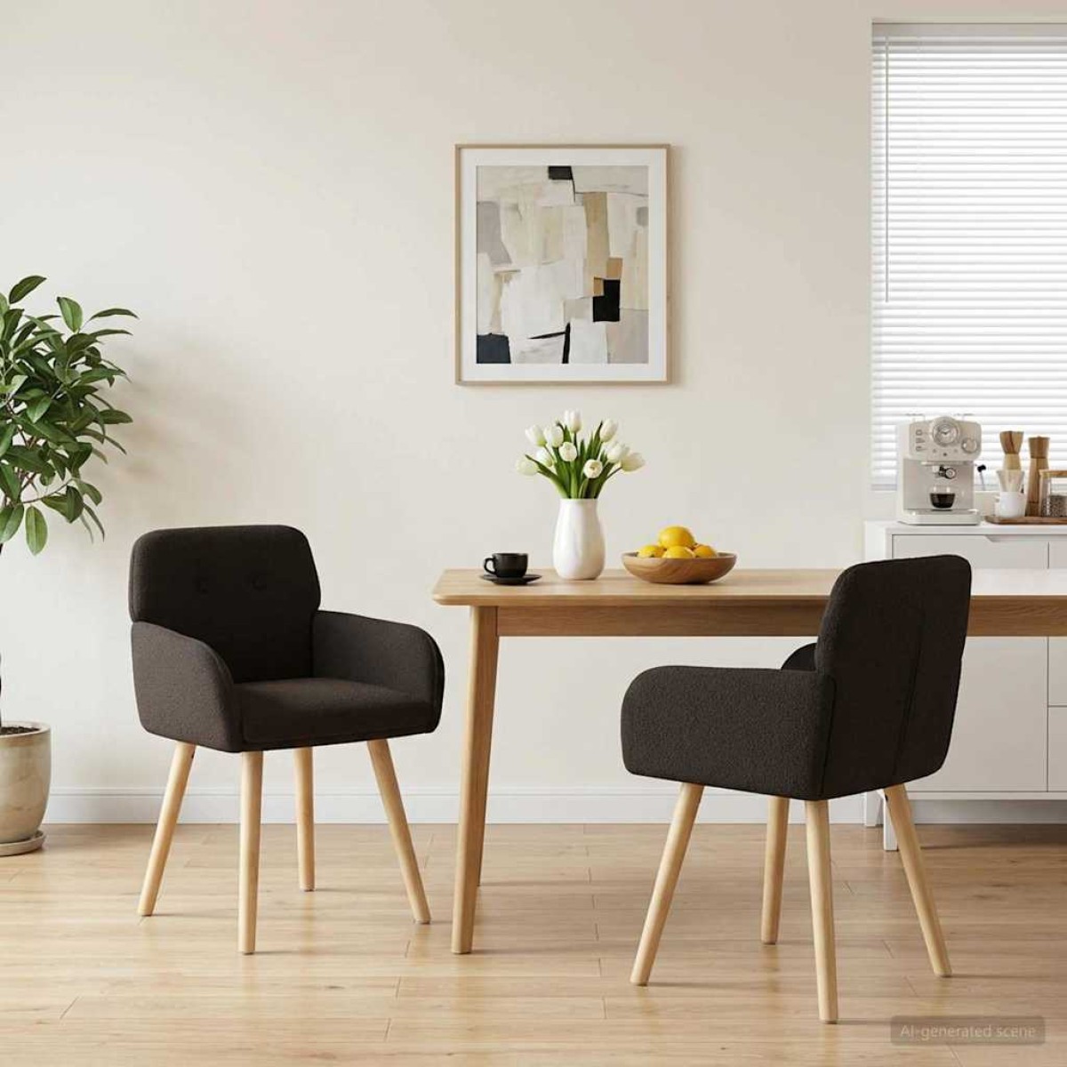 vidaXL Καρέκλες φαγητού 2 τμχ. Μπουκλέ Μαύρο 59 x 57 x 85 εκ.