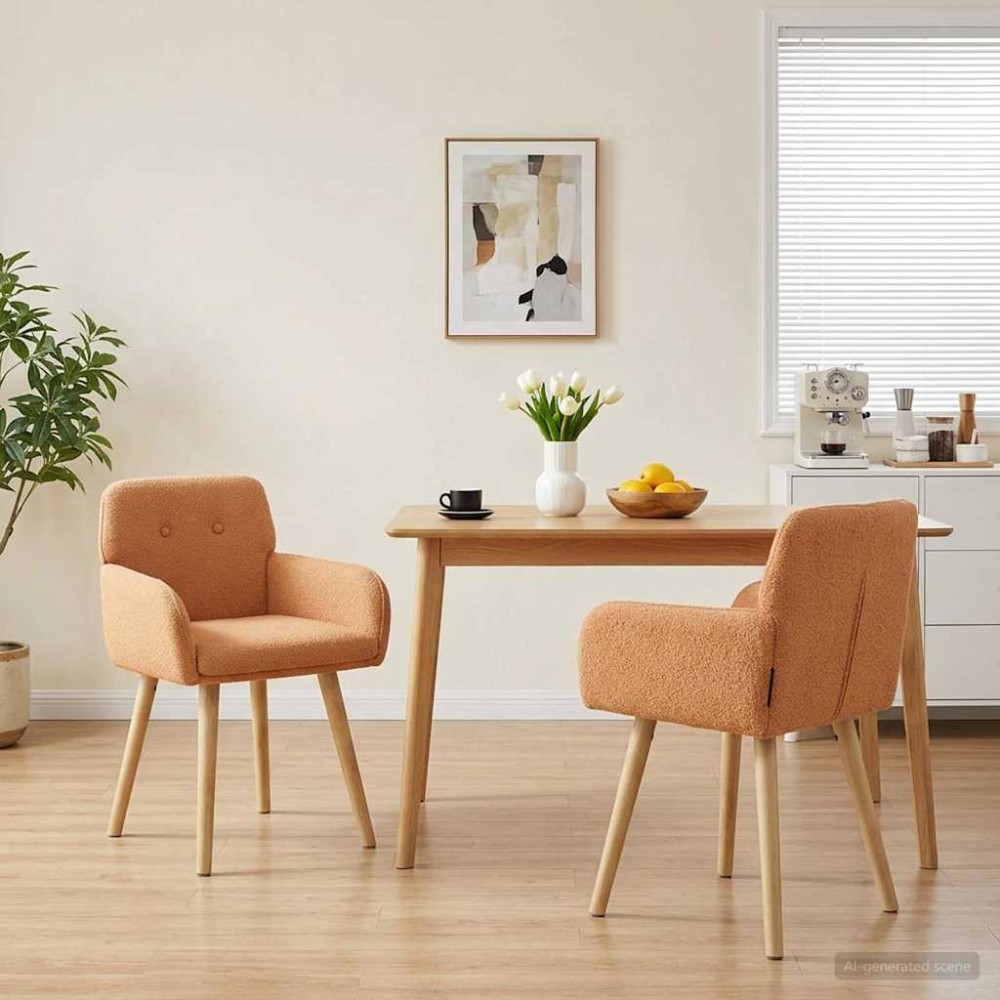 vidaXL Καρέκλες φαγητού 2 τμχ. Μπουκλέ Μπεζ 59 x 57 x 85 εκ.