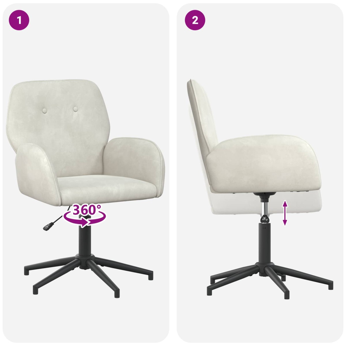 vidaXL Γυροσκοπική Καρέκλα Γραφείου 54 x 55 x 90 εκ Κρεμ Βελούδο