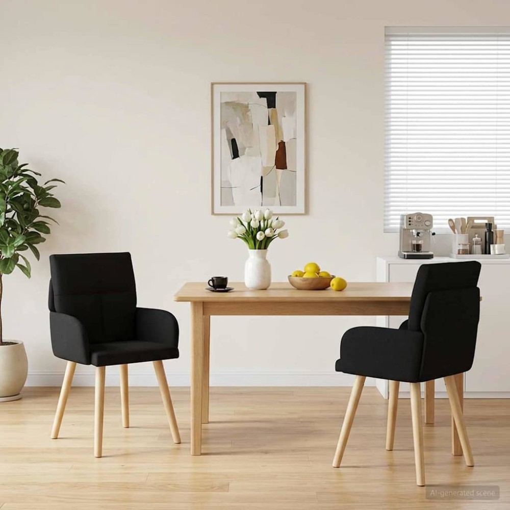 vidaXL Καρέκλες φαγητού 2 τμχ. Ύφασμα Μαύρο 60 x 56 x 96 εκ