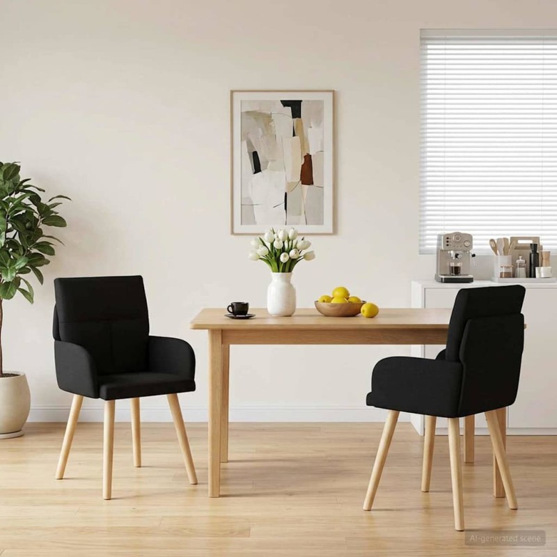vidaXL Καρέκλες φαγητού 2 τμχ. Ύφασμα Μαύρο 60 x 56 x 96 εκ