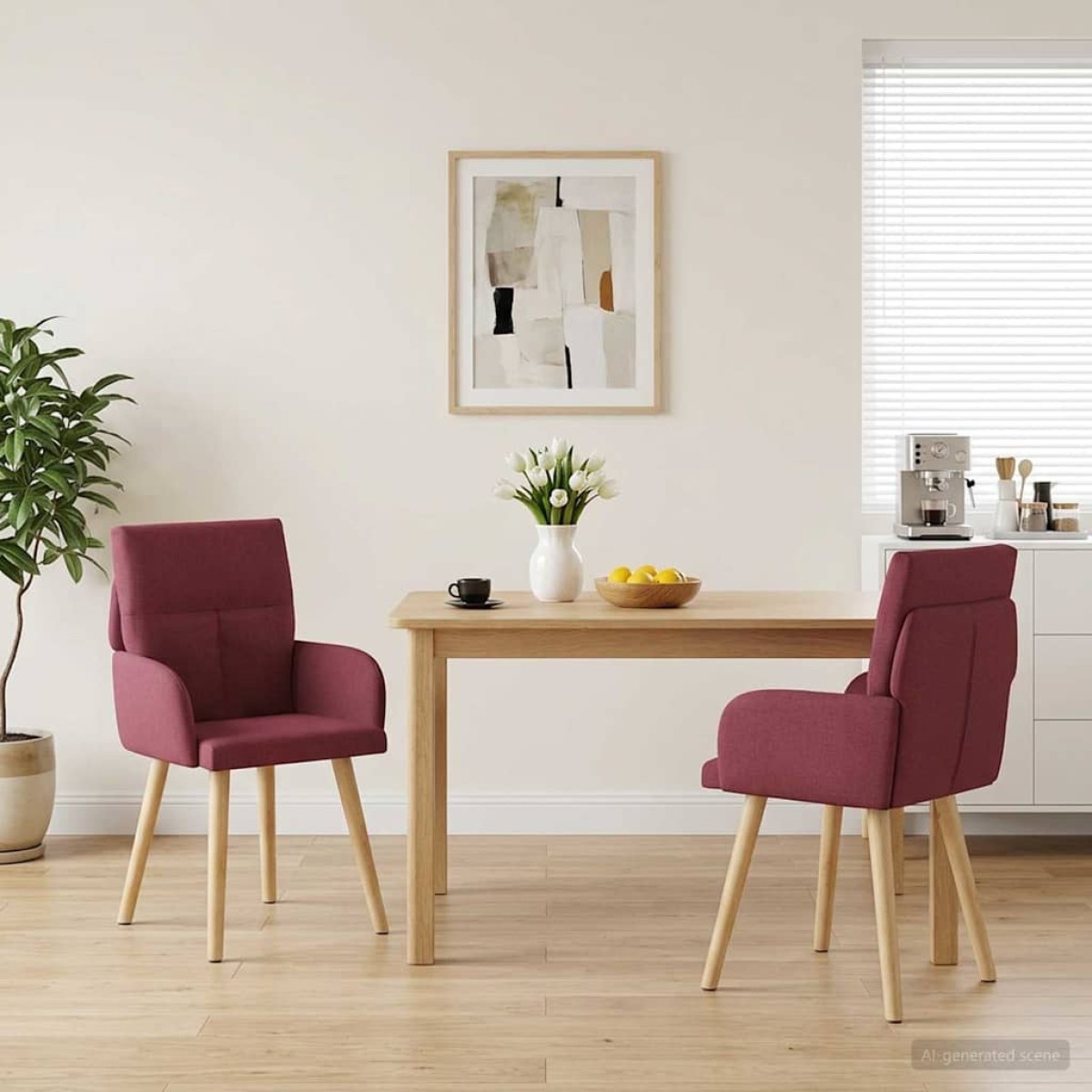 vidaXL Καρέκλες φαγητού 2 τμχ. Ύφασμα Κόκκινο 60 x 56 x 96 εκ