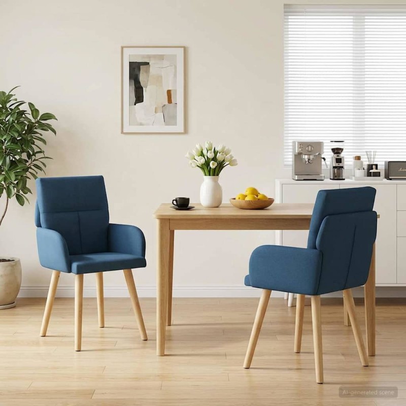 vidaXL Καρέκλες φαγητού 2 τμχ. Ύφασμα Μπλε 60 x 56 x 96 εκ