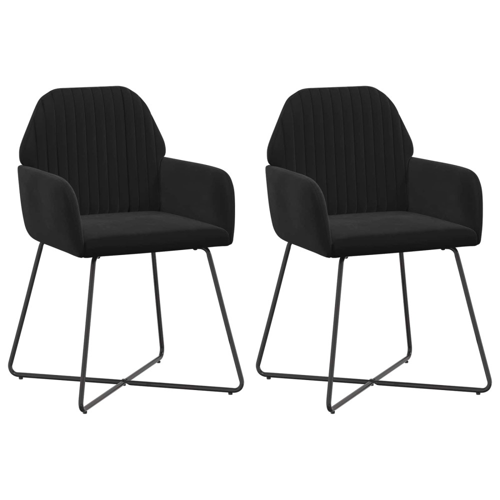 vidaXL Καρέκλες φαγητού 2 τμχ. Βελούδο Μαύρο 55 x 50 x 84 εκ.