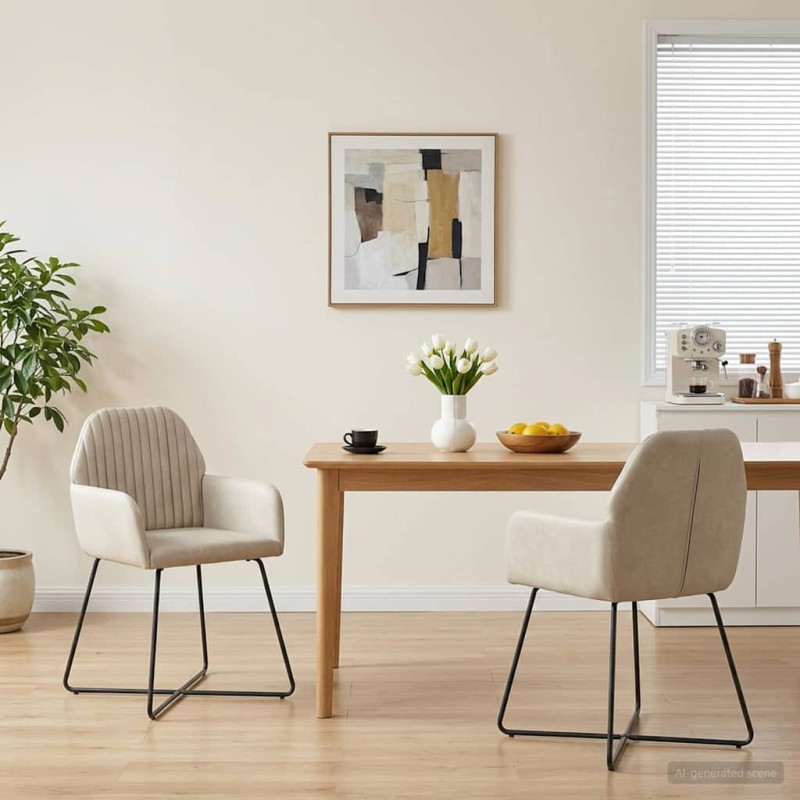 vidaXL Καρέκλες φαγητού 2 τμχ. Βελούδο Κρεμ 55 x 50 x 84 εκ.