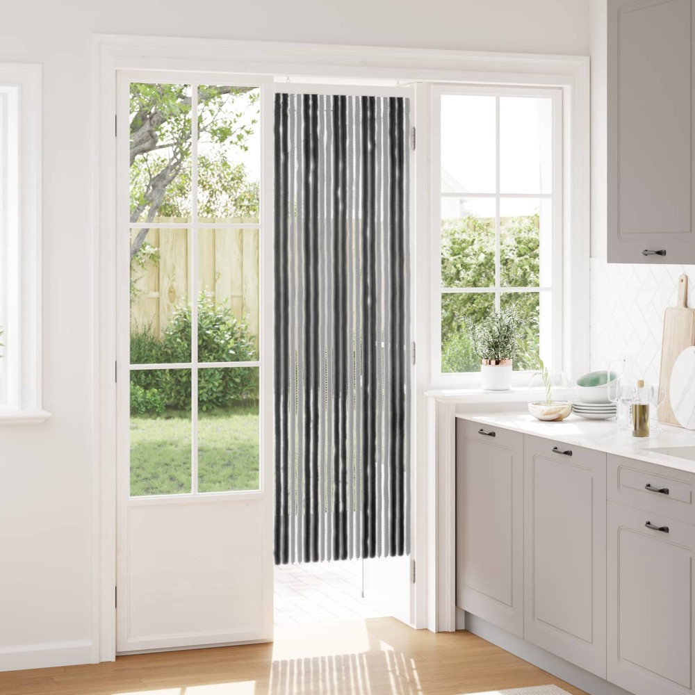 vidaXL Κουρτίνα εντόμων Chenille Γκρι και Μαύρο 56 x 185 cm 100% PP