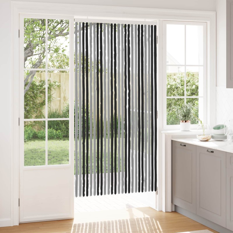 vidaXL Κουρτίνα εντόμων Chenille Γκρι και Μαύρο 100 x 200 cm 100% PP
