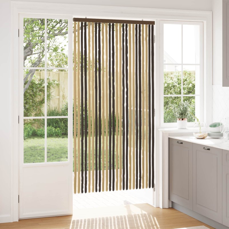 vidaXL Κουρτίνα εντόμων Chenille Σκούρο καφέ και μπεζ 100 x 200 cm