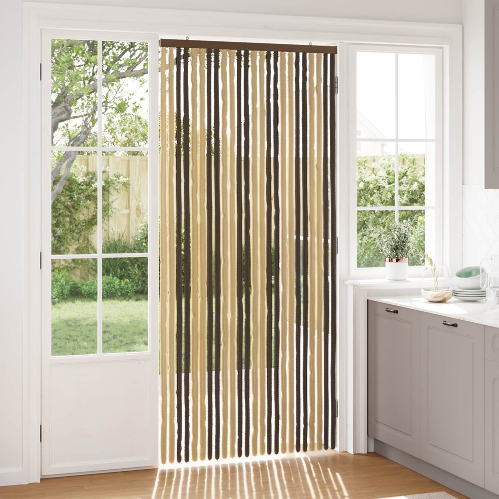 vidaXL Κουρτίνα εντόμων Chenille Σκούρο καφέ και μπεζ 100 x 220 cm