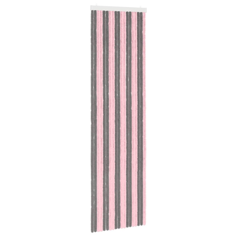 vidaXL Κουρτίνα εντόμων Chenille Ασημί Γκρι και Ροζ 56 x 200 cm