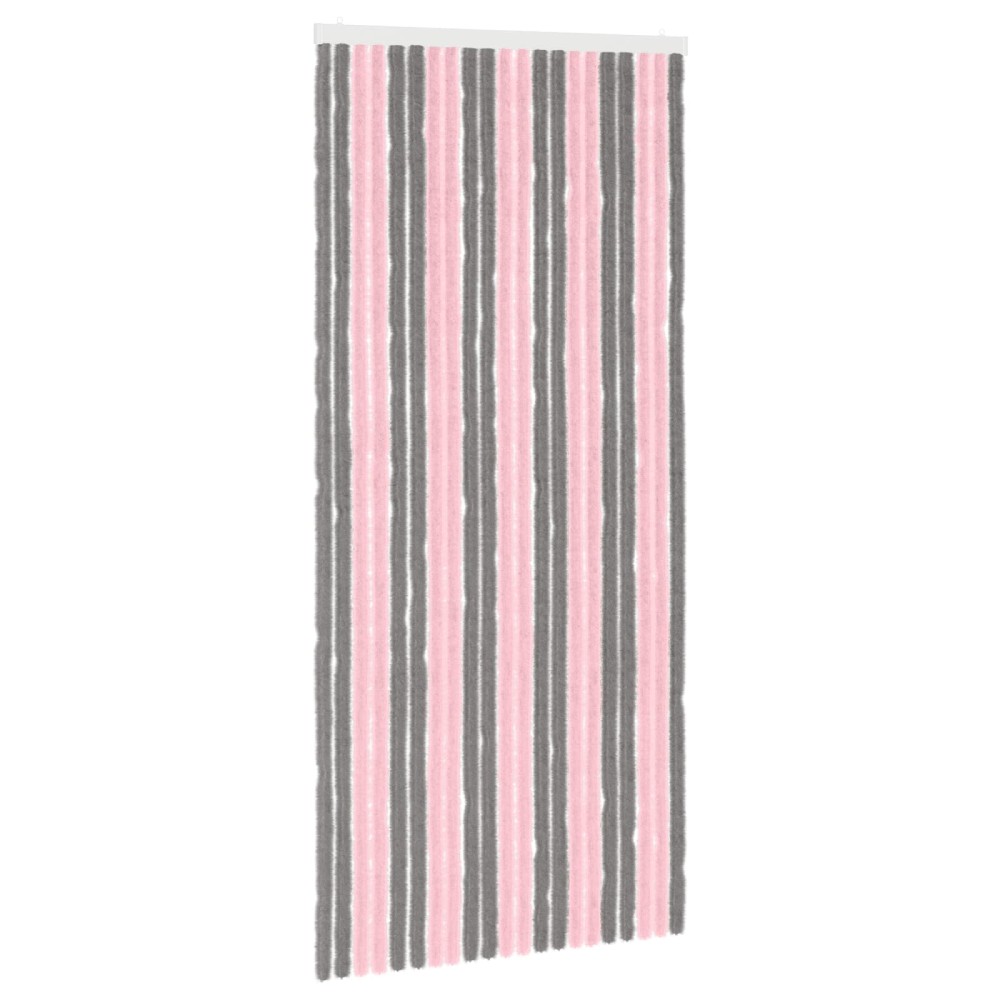 vidaXL Κουρτίνα εντόμων Chenille Ασημί Γκρι και Ροζ 90 x 200 cm
