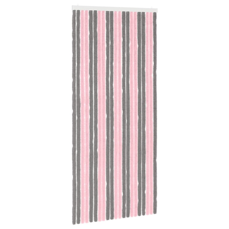 vidaXL Κουρτίνα εντόμων Chenille Ασημί Γκρι και Ροζ 90 x 200 cm