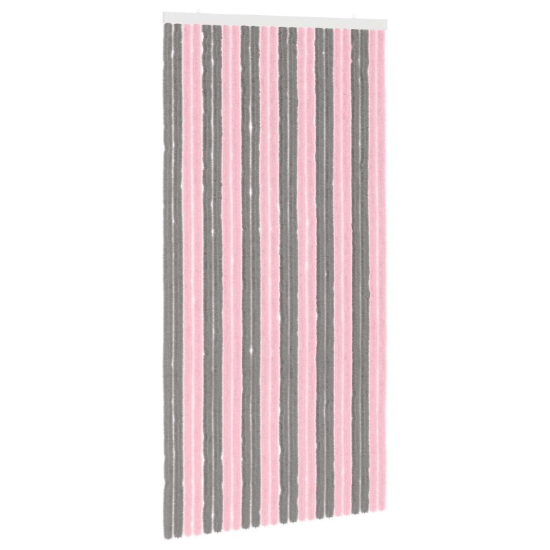 vidaXL Κουρτίνα εντόμων Chenille Ασημί Γκρι και Ροζ 100 x 200 cm