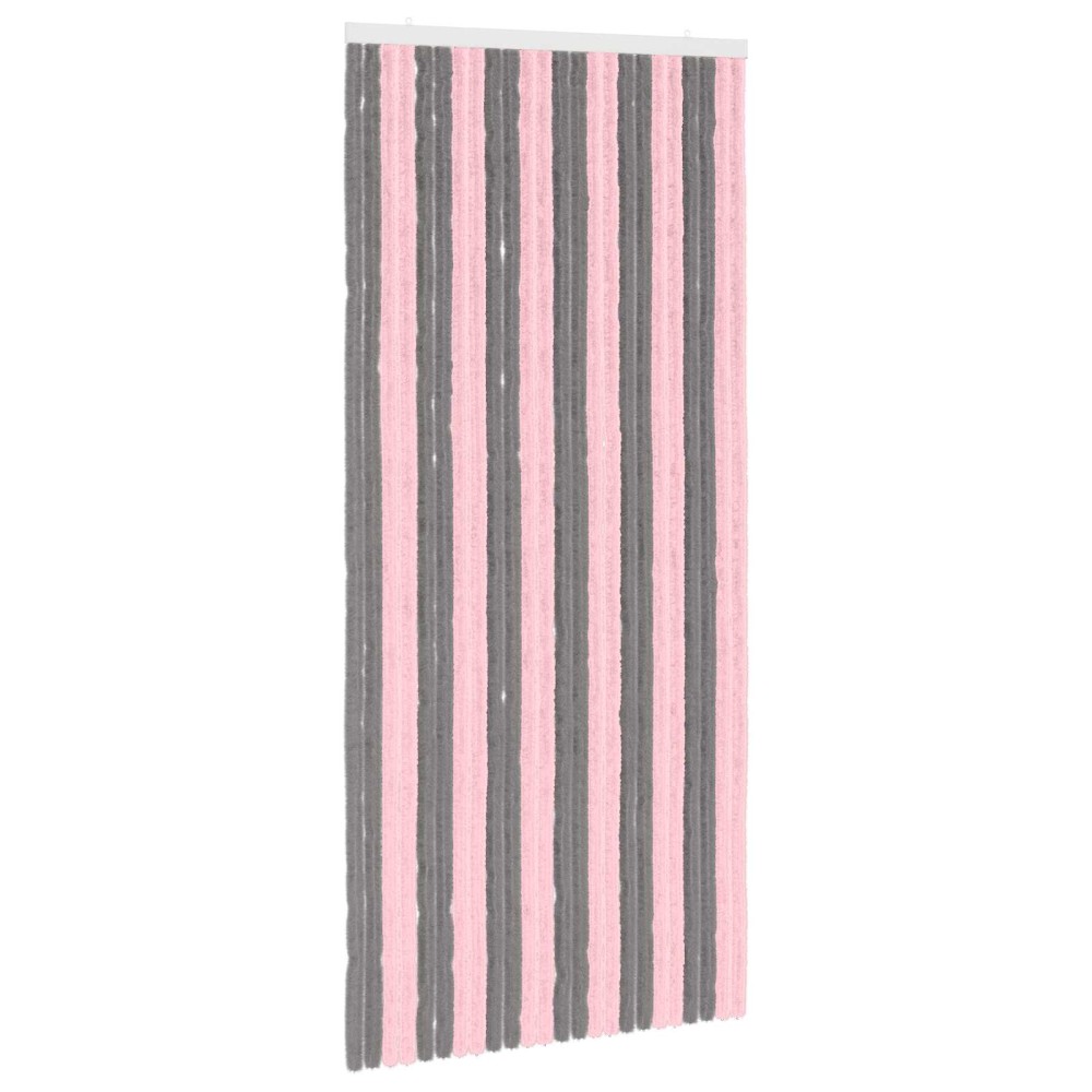 vidaXL Κουρτίνα εντόμων Chenille Ασημί Γκρι και Ροζ 100 x 220 cm