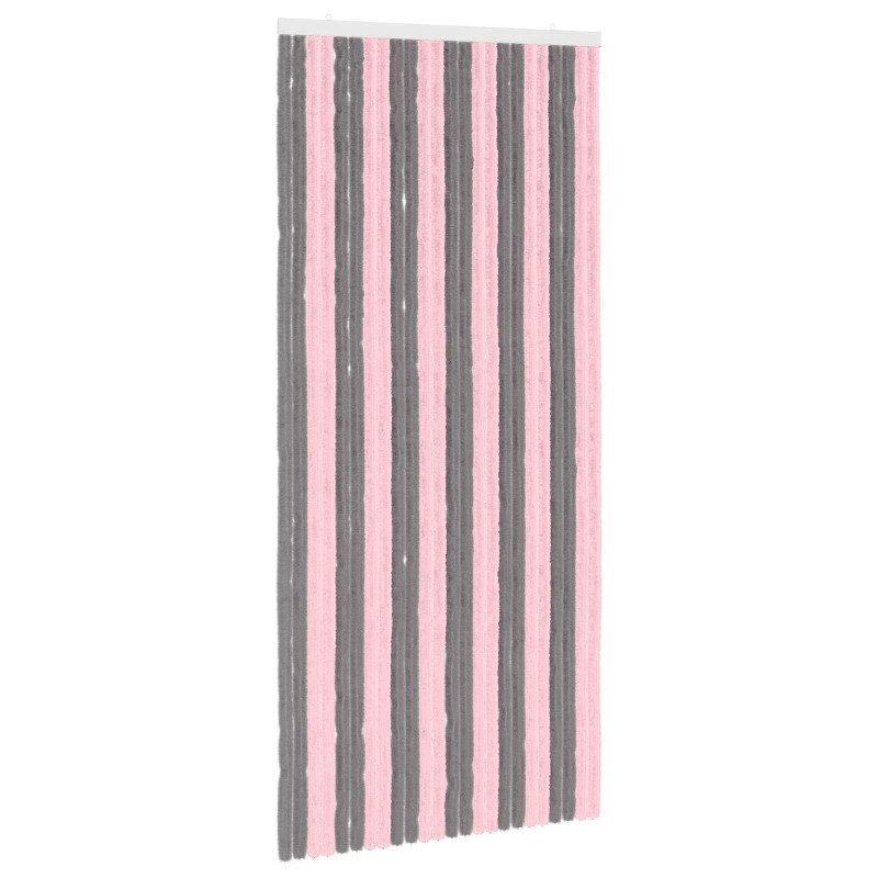 vidaXL Κουρτίνα εντόμων Chenille Ασημί Γκρι και Ροζ 100 x 220 cm
