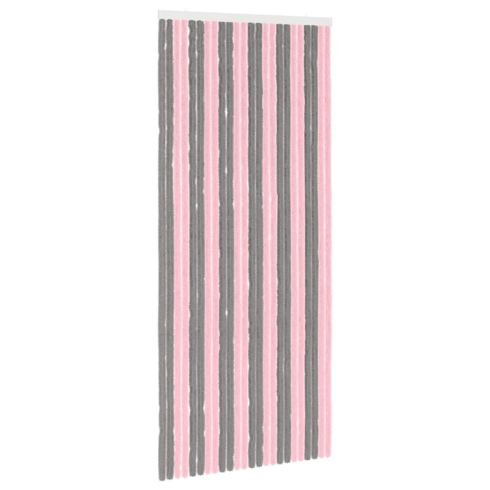 vidaXL Κουρτίνα εντόμων Chenille Ασημί Γκρι και Ροζ 100 x 230 cm