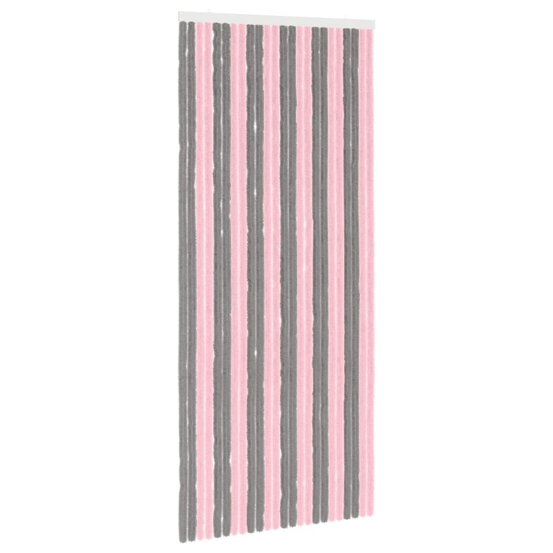 vidaXL Κουρτίνα εντόμων Chenille Ασημί Γκρι και Ροζ 100 x 230 cm