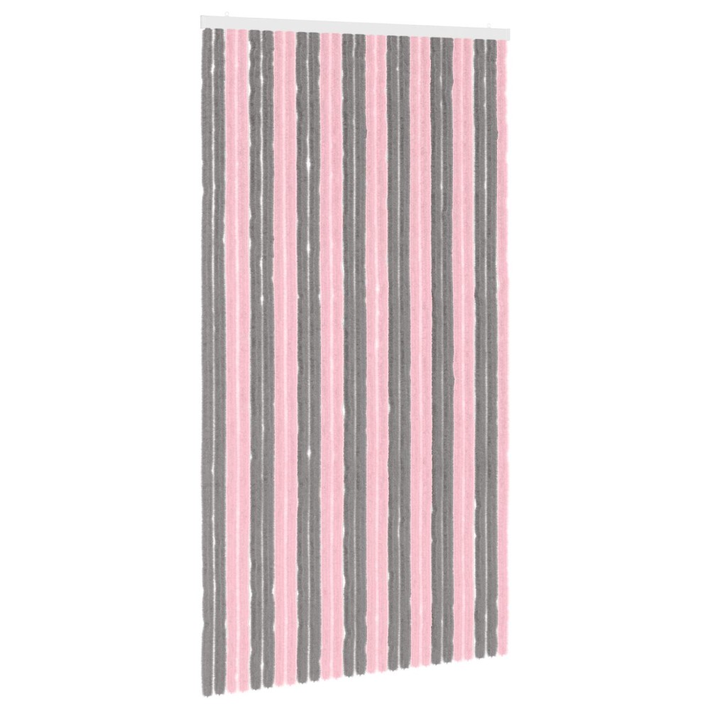 vidaXL Κουρτίνα εντόμων Chenille Ασημί Γκρι και Ροζ 118 x 220 cm