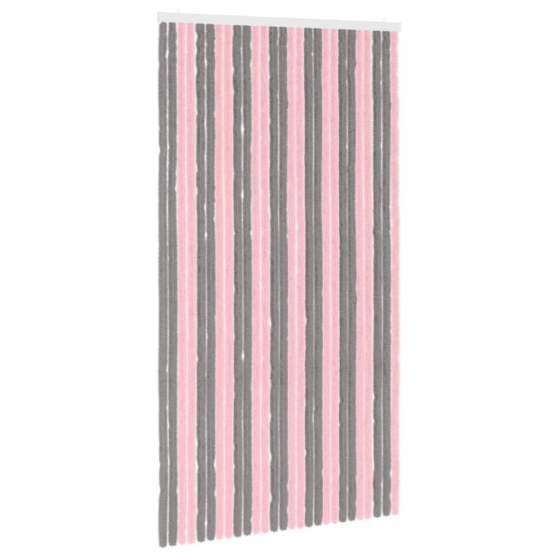 vidaXL Κουρτίνα εντόμων Chenille Ασημί Γκρι και Ροζ 118 x 220 cm