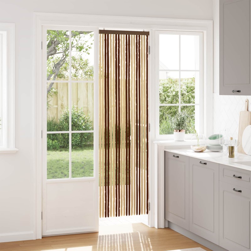 vidaXL Κουρτίνα εντόμων Chenille Καφέ και μπεζ 56 x 200 cm 100% PP