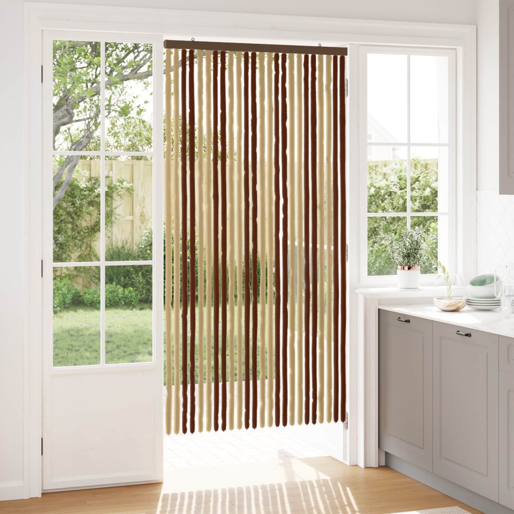 vidaXL Κουρτίνα εντόμων Chenille Καφέ και μπεζ 100 x 200 cm 100% PP