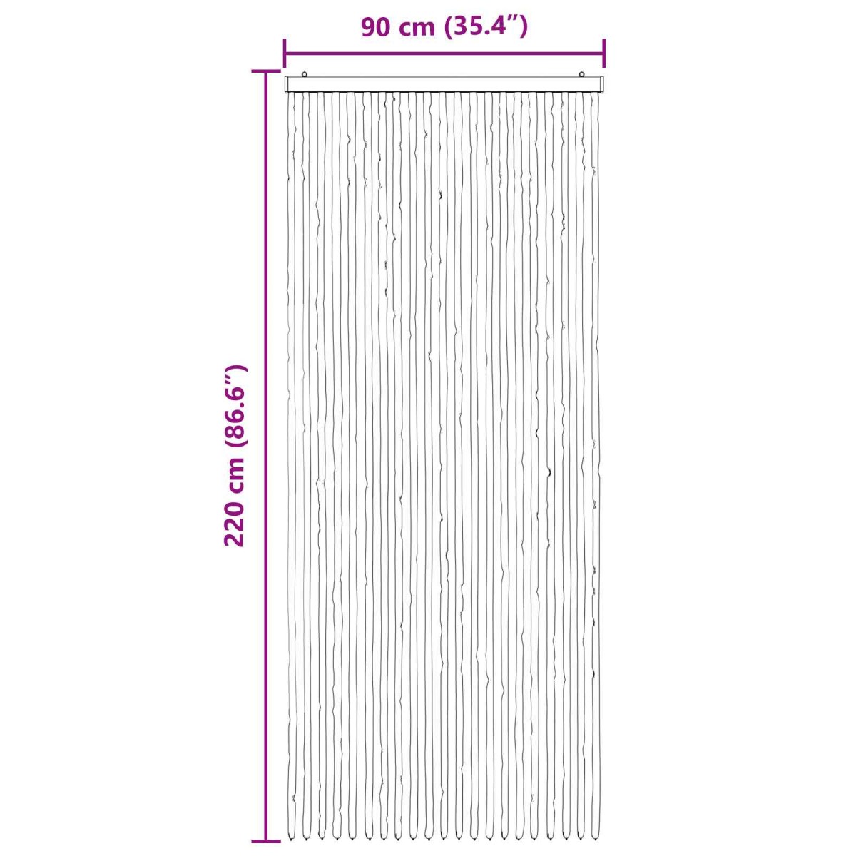 vidaXL Κουρτίνα εντόμων Chenille Γκρι και Λευκό 90 x 220 cm 100% PP