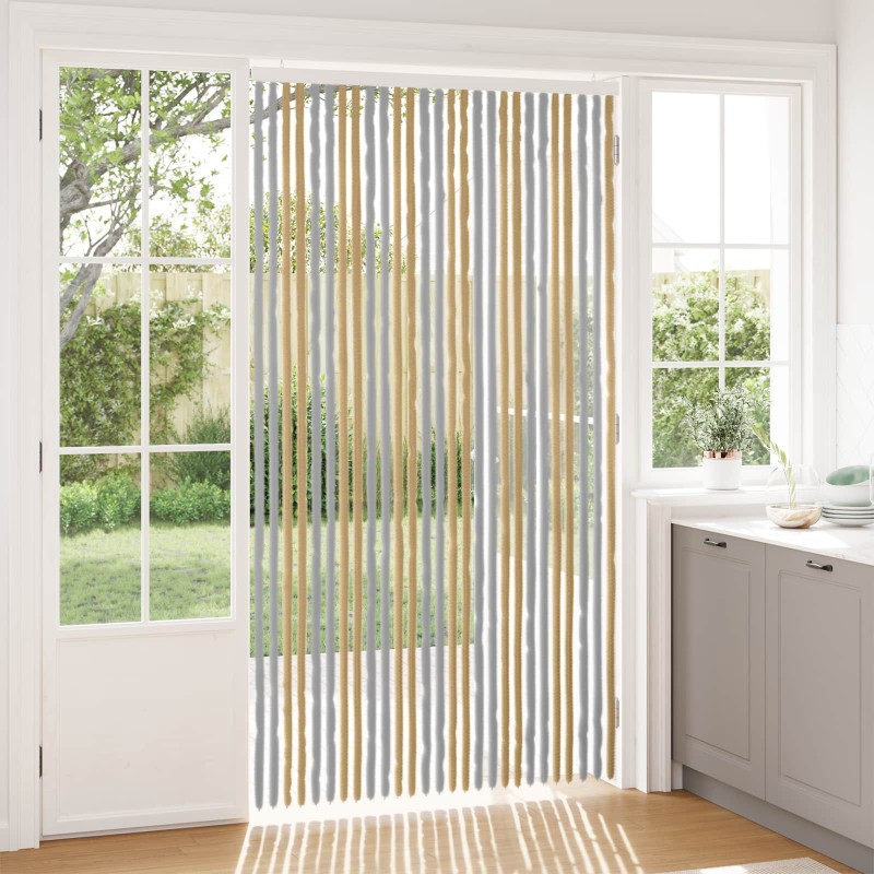 vidaXL Κουρτίνα εντόμων Chenille Γκρι και Μπεζ 118 x 220 cm 100% PP