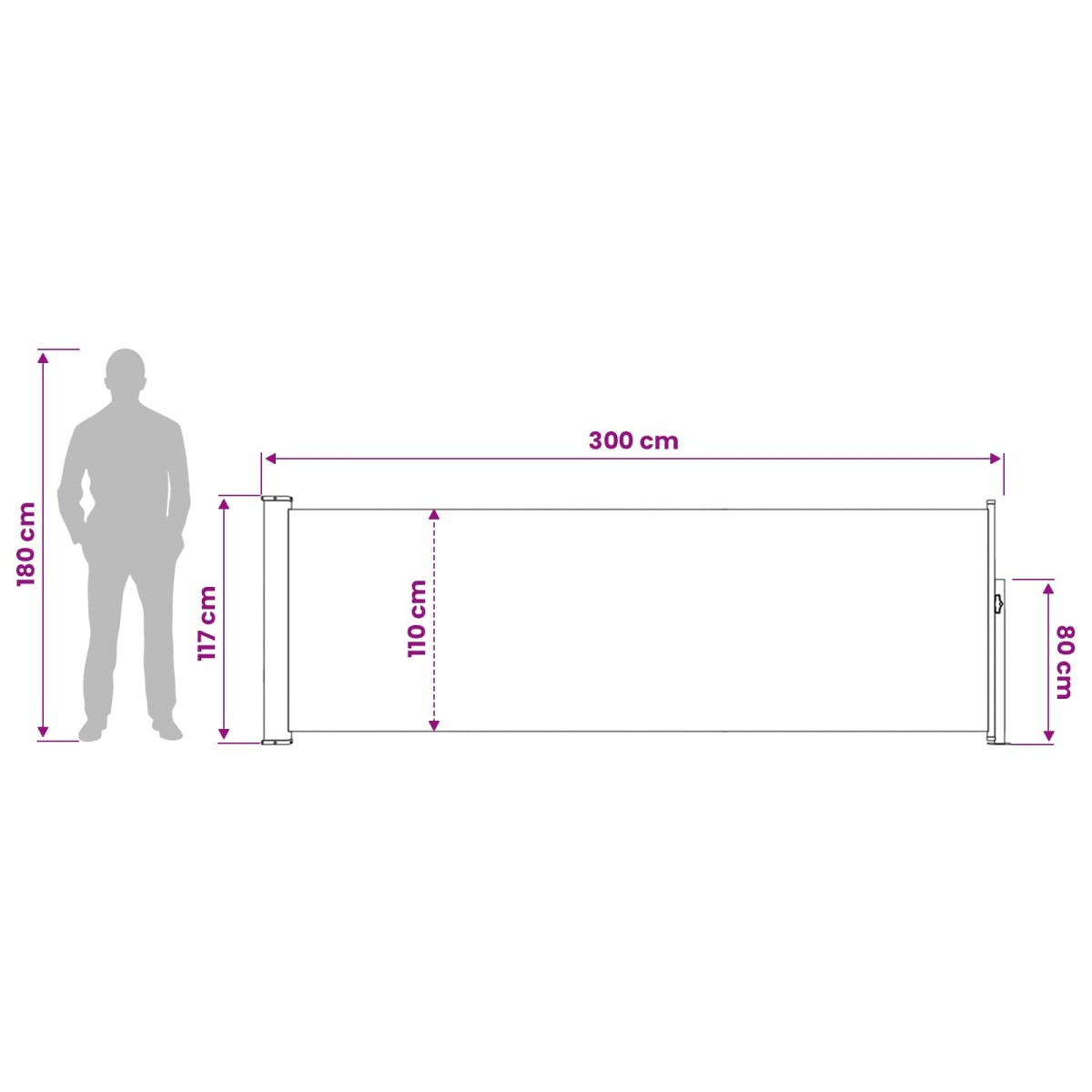 vidaXL Ανακλινόμενος Πλευρικός Απλώστρα 120 x 300 cm Πολυεστέρας