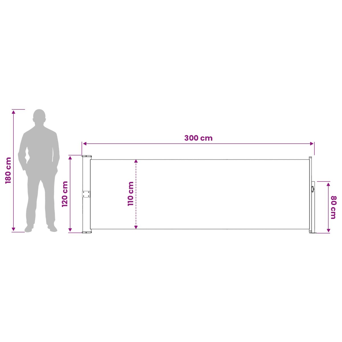 vidaXL Ανακλινόμενος Πλευρικός Απλώστρα 120 x 300 cm Πολυεστέρας