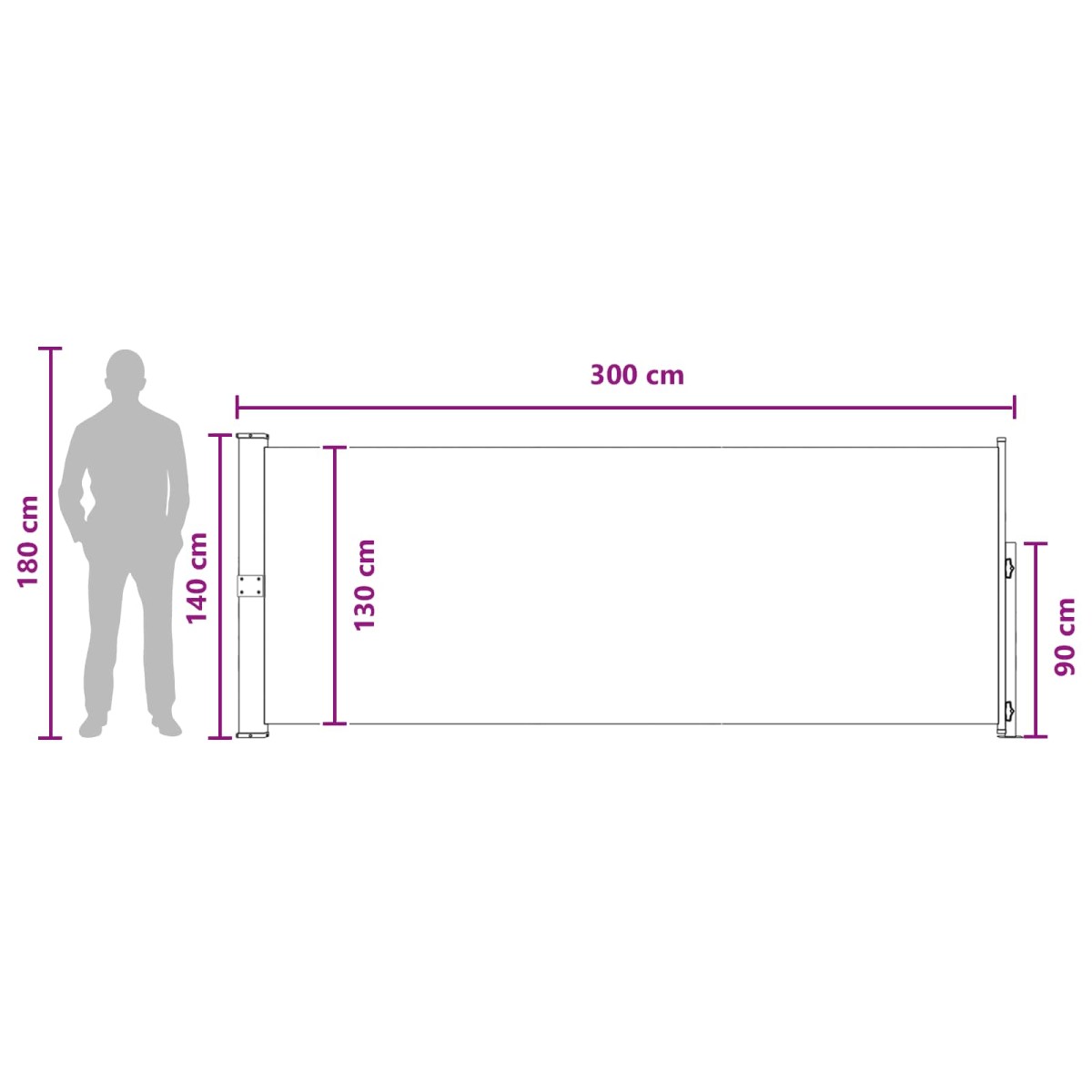 vidaXL Ανακλινόμενος Πλευρικός Απλώστρα 140 x 300 cm