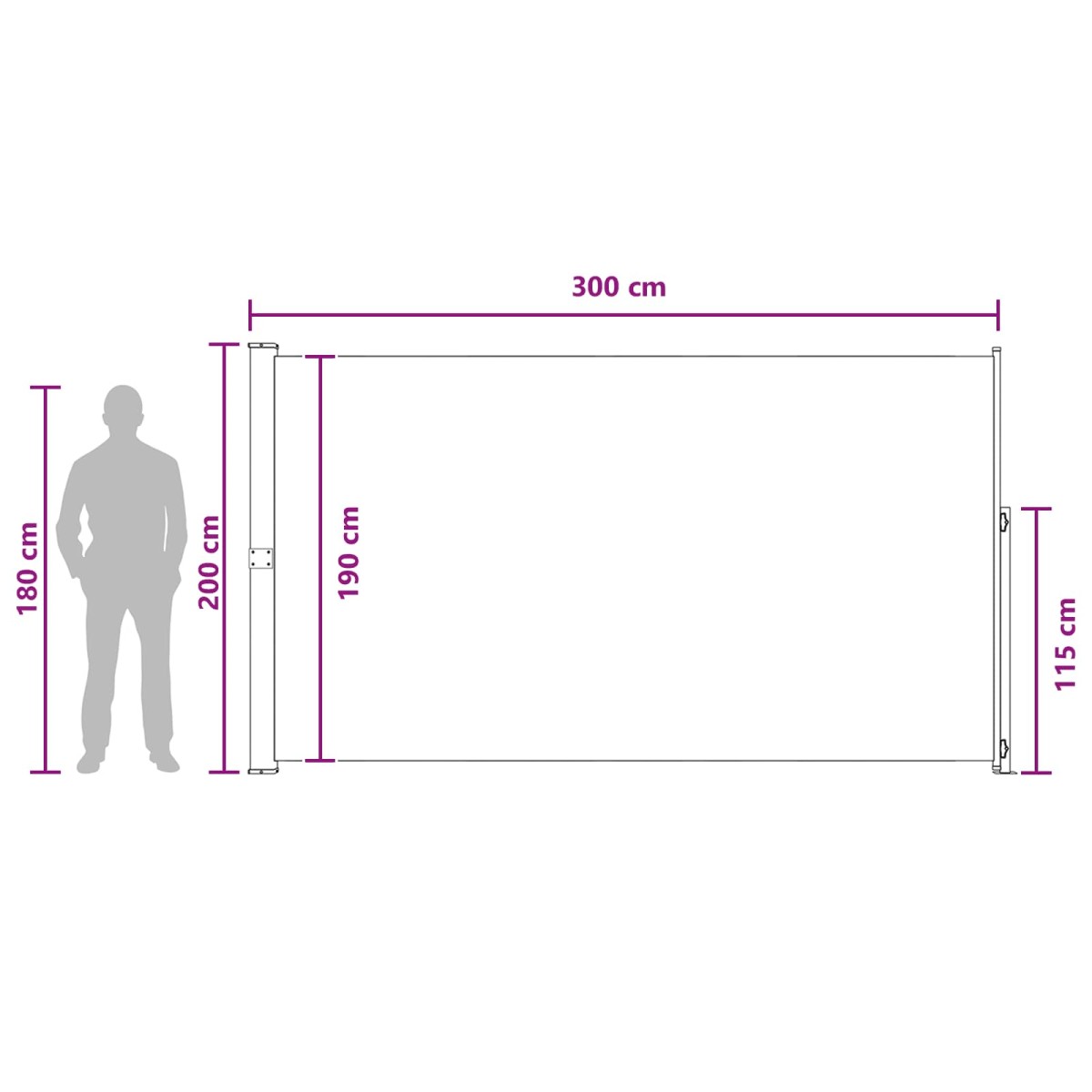 vidaXL Ανακλινόμενος Πλευρικός Απλώστρα 200 x 300 cm