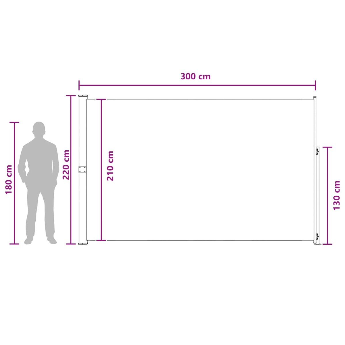 vidaXL Ανακλινόμενος Πλευρικός Απλώστρα 220 x 300 cm Πολυεστέρας