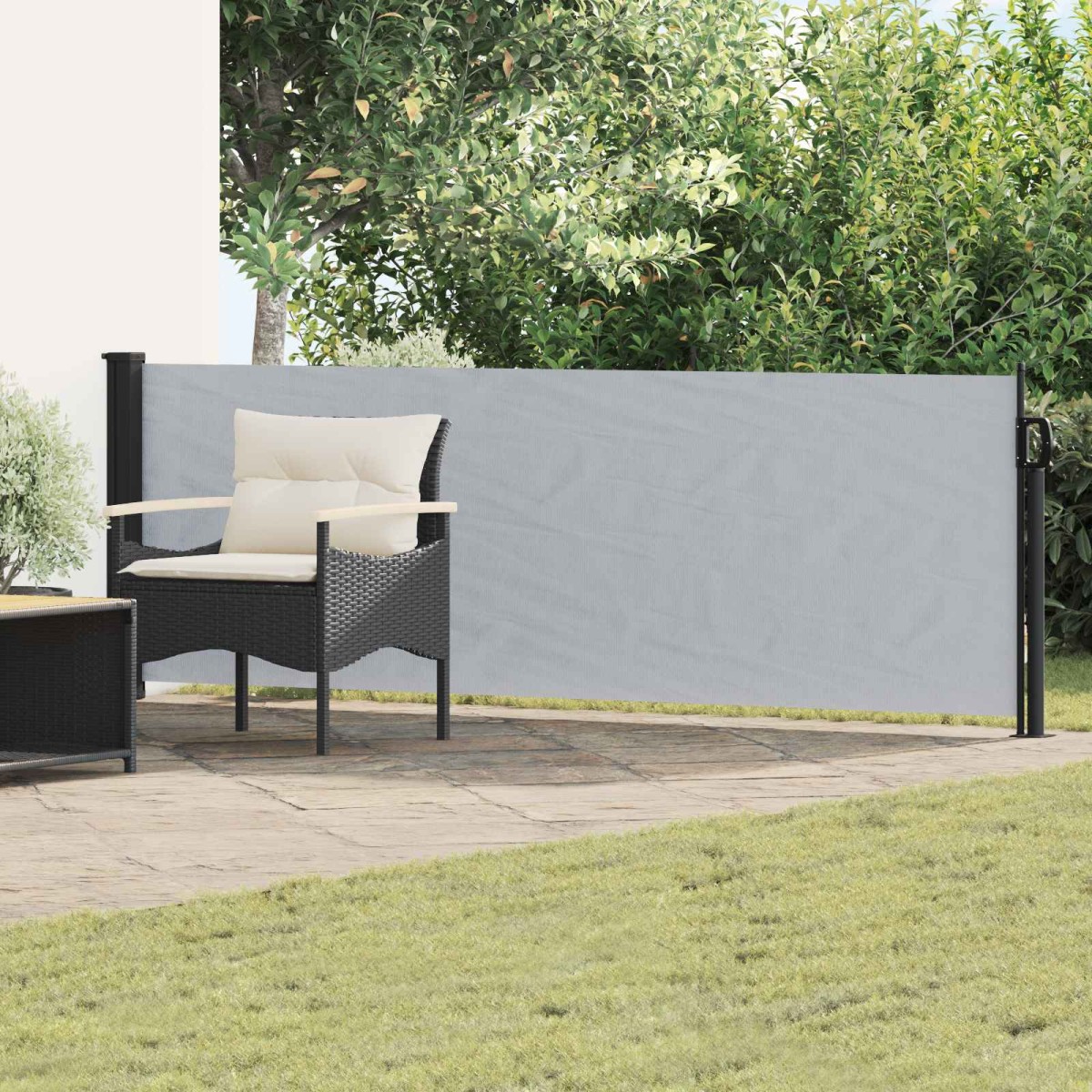 vidaXL Ανακλινόμενος Πλευρικός Απλώστρα Γκρι 300 x 100 cm Πολυεστέρας