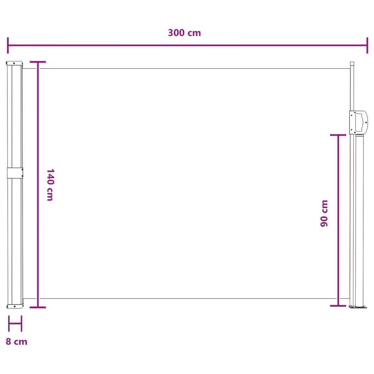 vidaXL Ανακλινόμενος Πλευρικός Απλώστρα 140 x 300 cm