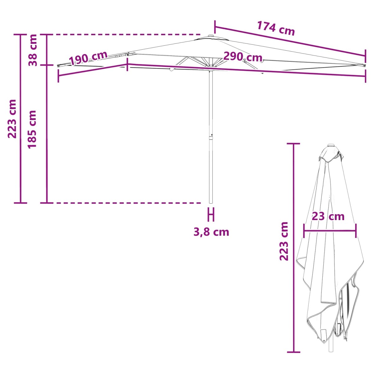 vidaXL Ομπρέλα Κήπου 200 x 300 cm Πολυεστέρας Ορθογώνιος Τερακότα