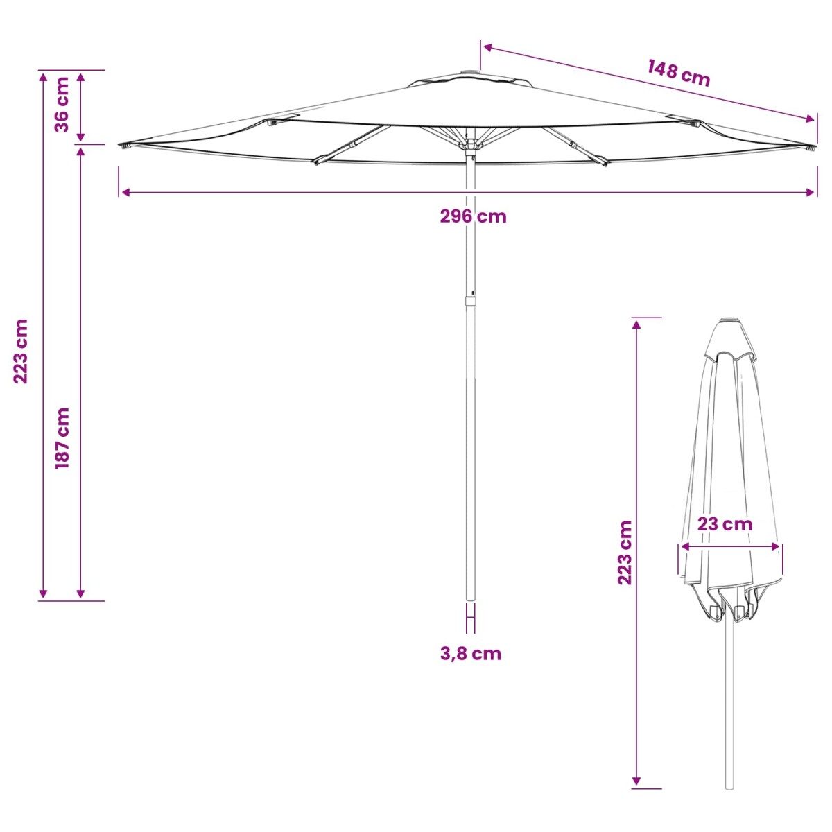 vidaXL Ομπρέλα Κήπου 300 x 300 cm Πολυεστέρας Ορθογώνιος