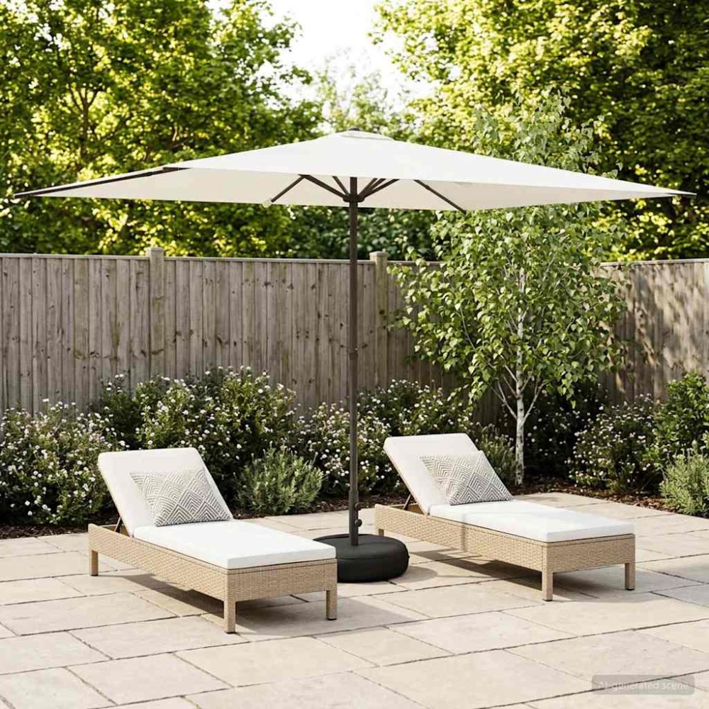 vidaXL Ομπρέλα Κήπου με Βάση 200 x 300 cm Πολυεστέρας Ορθογώνιος Κρεμ