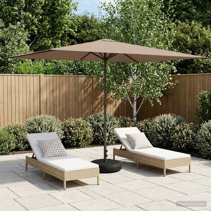 vidaXL Ομπρέλα Κήπου με Βάση 200 x 300 cm Πολυεστέρας Ορθογώνιος Taupe