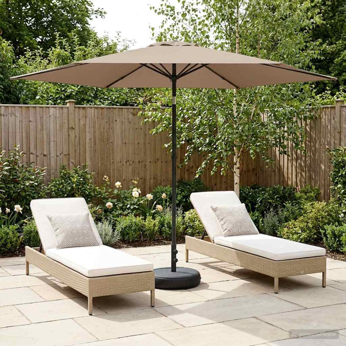 vidaXL Ομπρέλα Κήπου με Βάση 300 x 300 cm Πολυεστέρας Ορθογώνιος Taupe
