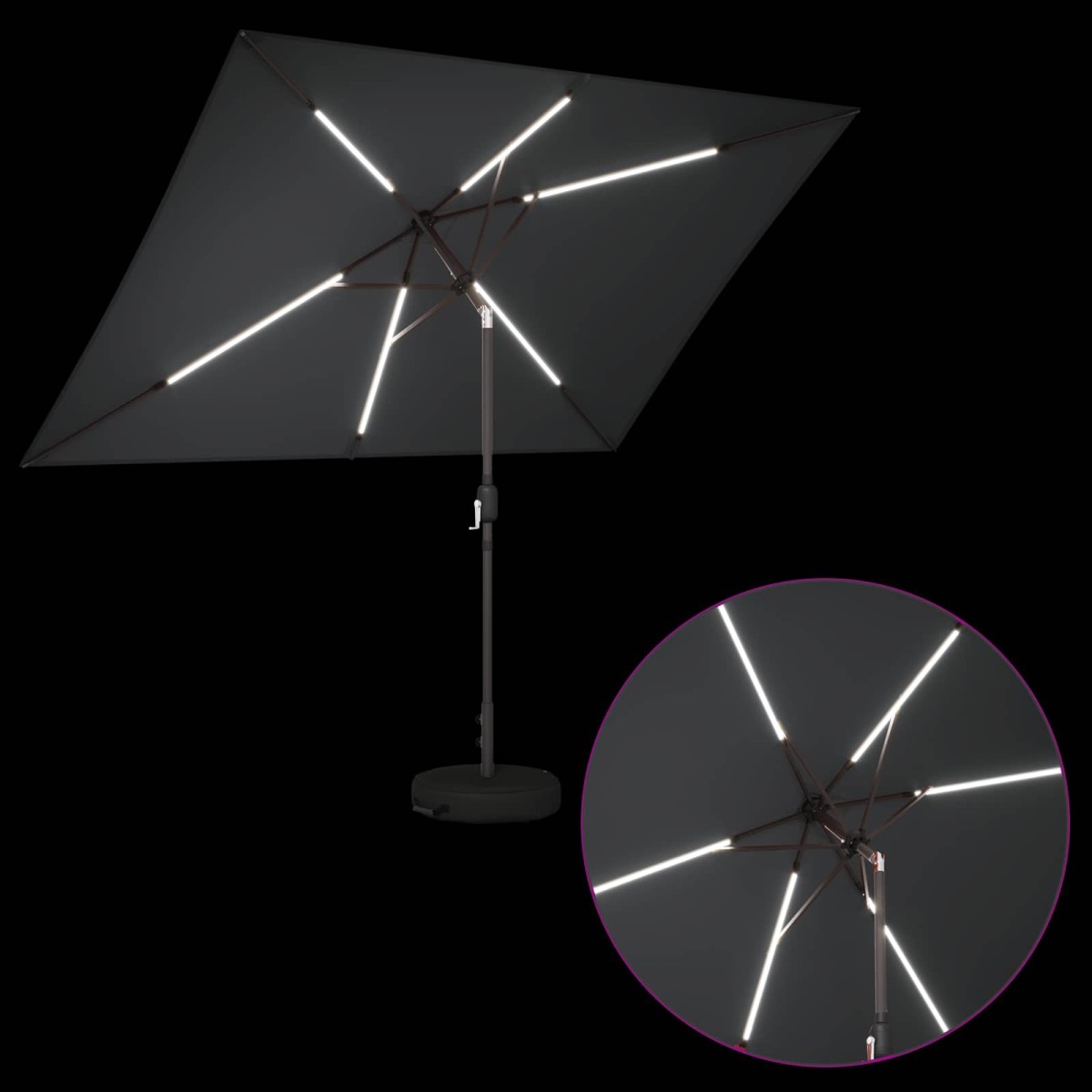 vidaXL Ομπρέλα Κήπου με LED Φώτα και Βάση 200 x 300 cm Πολυεστέρας
