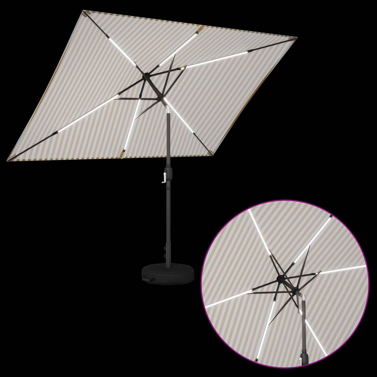 vidaXL Ομπρέλα Κήπου με LED Φώτα και Βάση 200 x 300 cm Πολυεστέρας