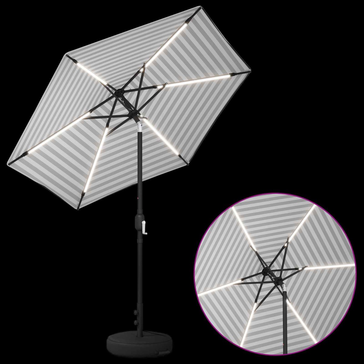vidaXL Ομπρέλα Κήπου με LED Φώτα και Βάση 230 x 230 εκ Πολυεστέρας