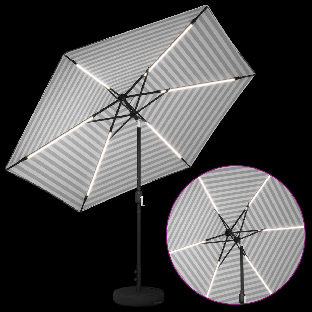 vidaXL Ομπρέλα Κήπου με LED Φώτα και Βάση 300 x 300 cm Πολυεστέρας