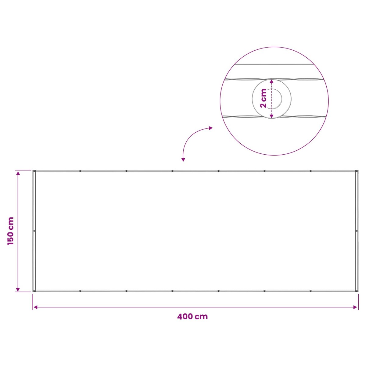 vidaXL Αδιάφανο σκίαστρο μπαλκονιού 150 x 400 cm