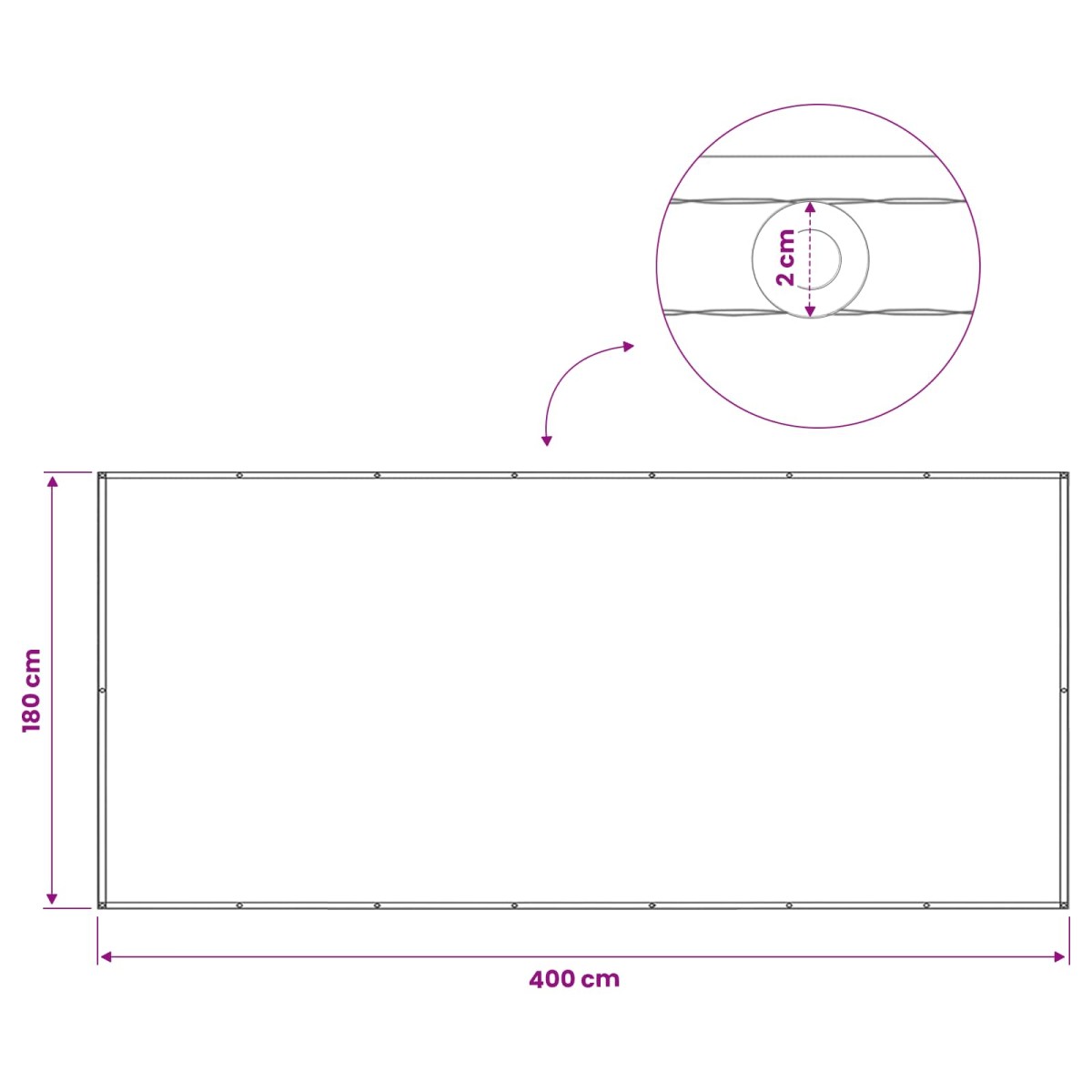 vidaXL Αδιάφανο σκίαστρο μπαλκονιού 180 x 400 εκ